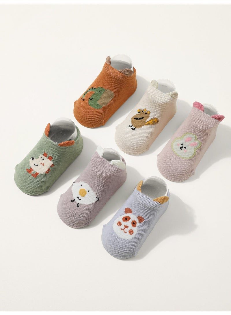 Kids Non-Slip Floor Socks – Soft Cotton Cartoon Design, Anti-Skid Toddler Socks for Home (6 Pairs) - Image 3